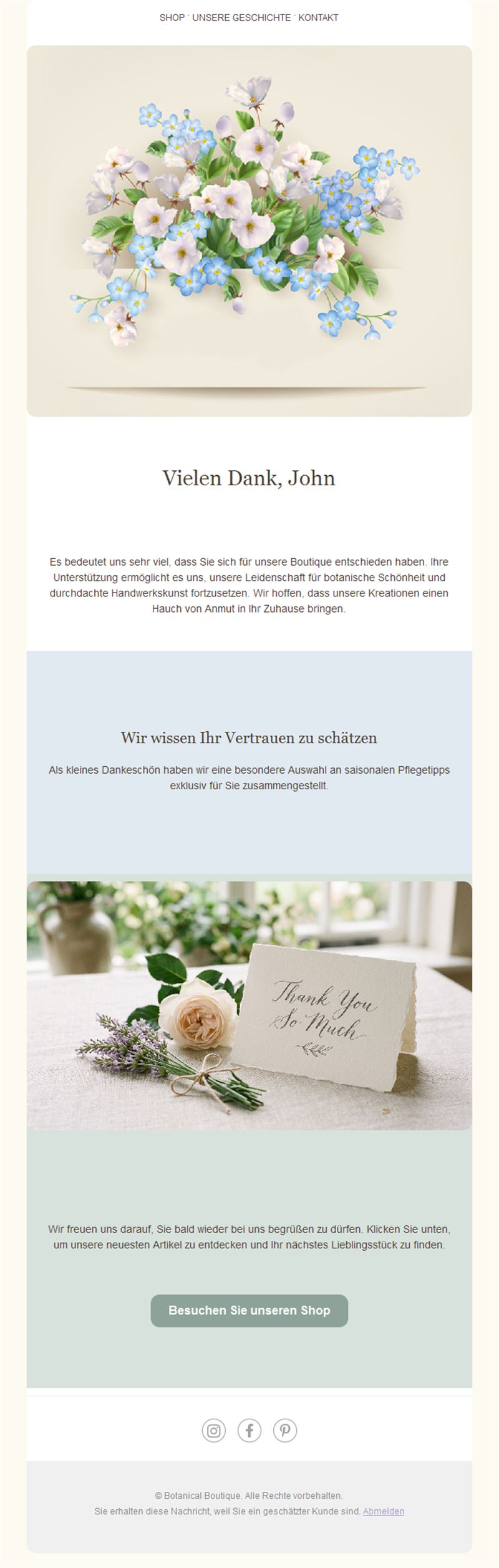 Dankeschön-E-Mail-Vorlage nach dem Kauf