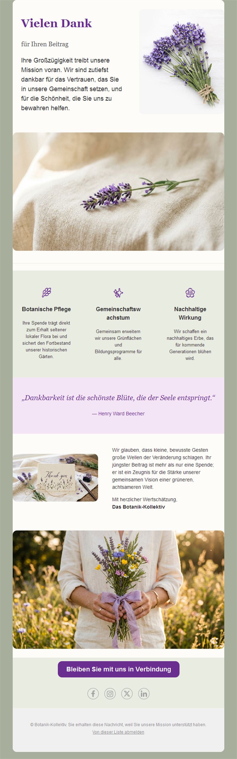 Dankeschön-E-Mail-Vorlage für Spenden