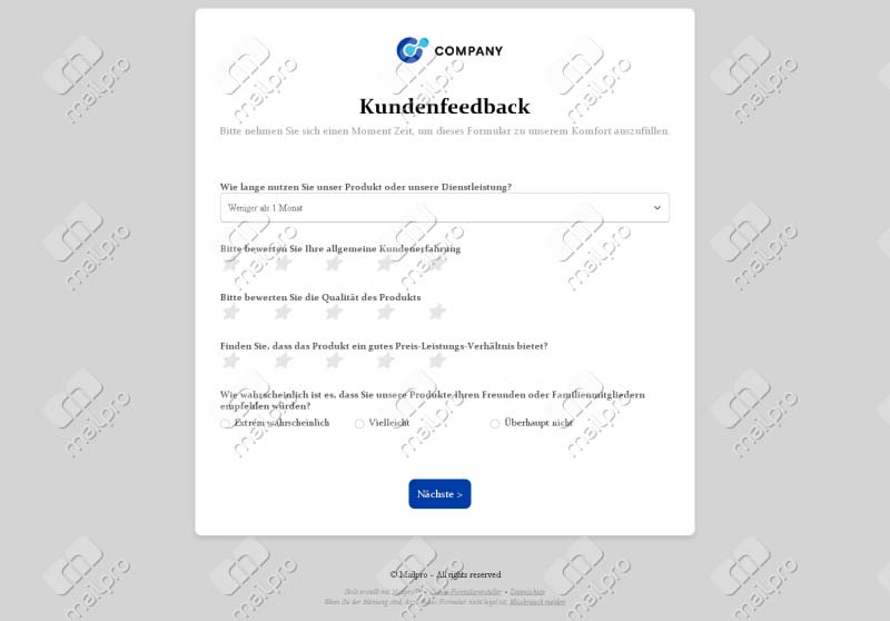 Kundenfeedback Formular