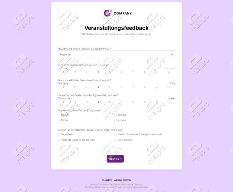 Veranstaltungsfeedback Umfrage