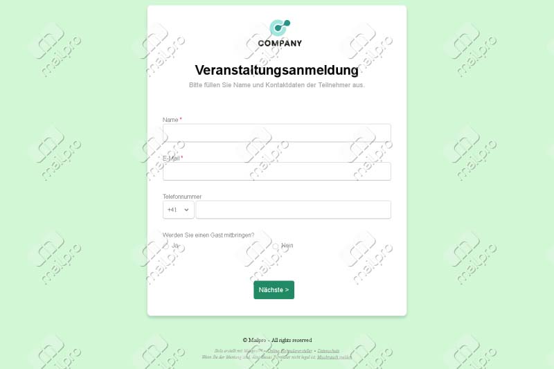 Veranstaltungsanmeldung Schnell