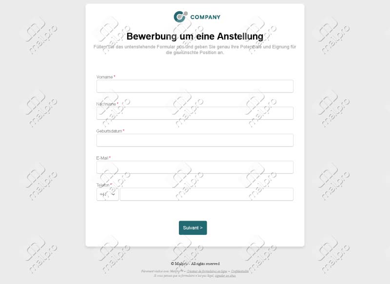 Bewerbung um Anstellung