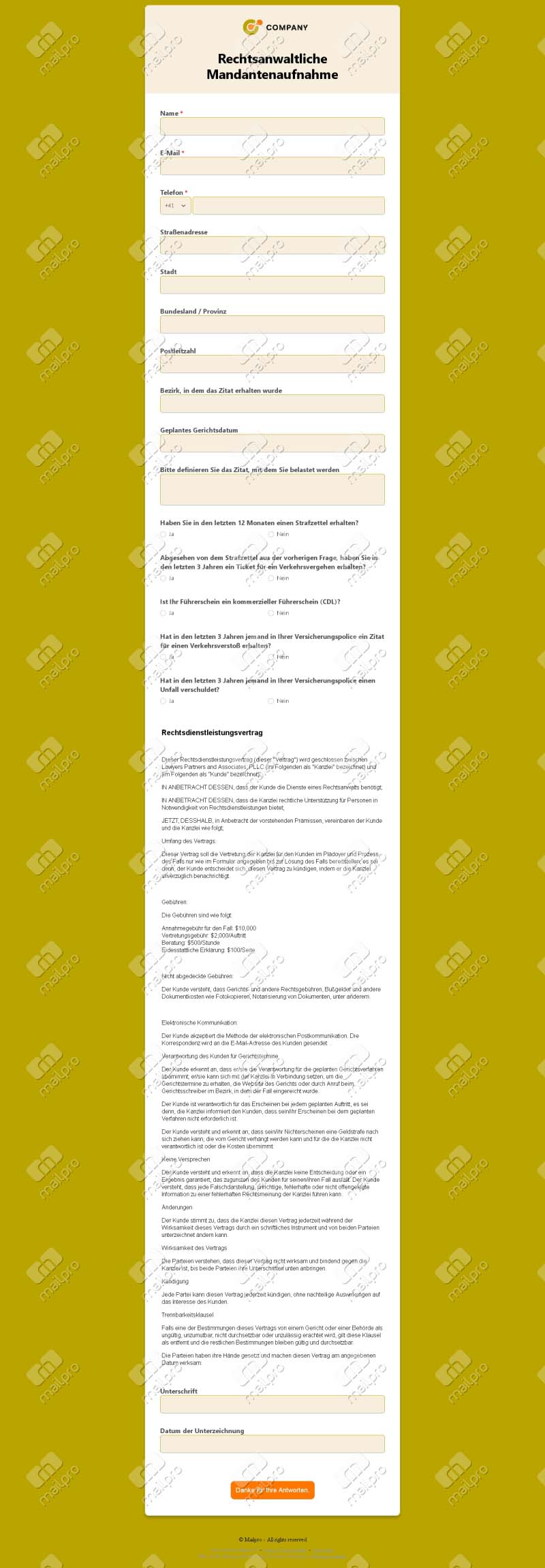 Juristische Mandantenaufnahme