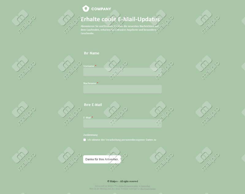 Newsletter Anmeldung E-Mail