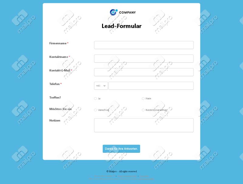 Lead Erfassungsformular