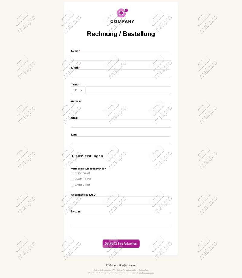 Rechnung und Bestellung