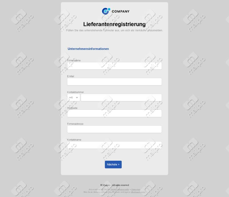 Lieferantenregistrierung Schlank