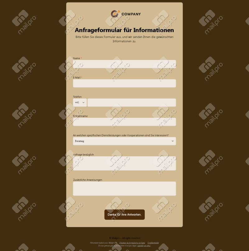 Informationsanfrage Formular