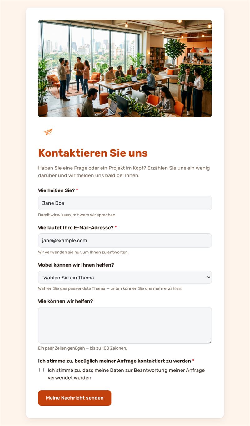 Kontaktformular mit Themenauswahl