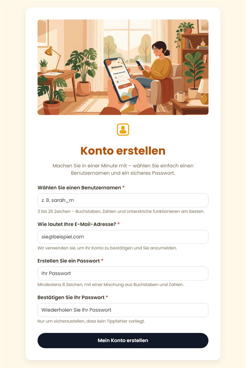 Kontoerstellung Registrierung