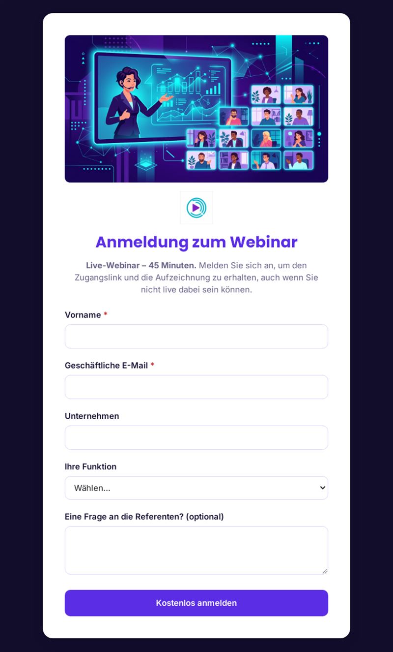 Anmeldung zum Webinar