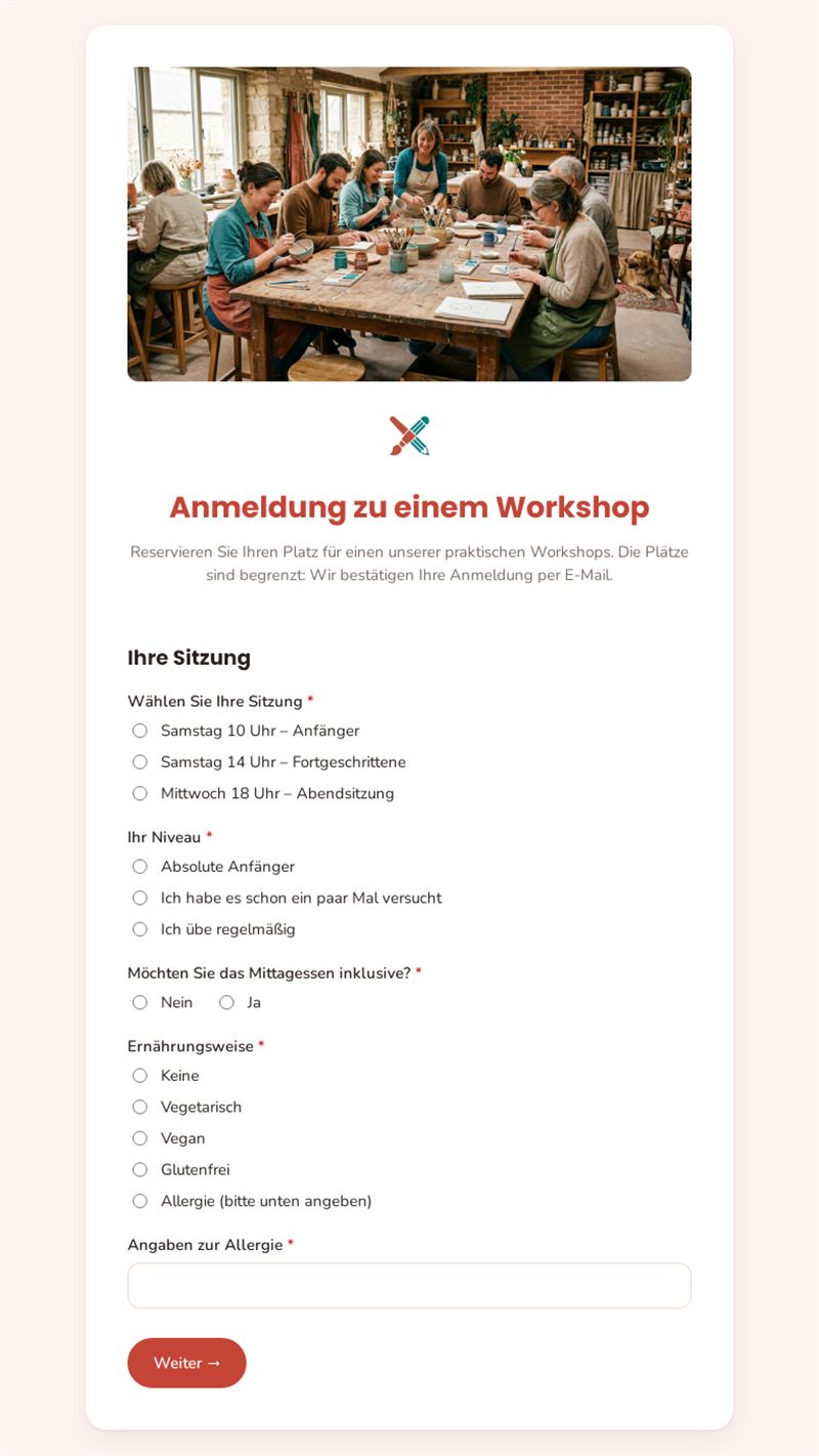 Anmeldung zu einem Workshop