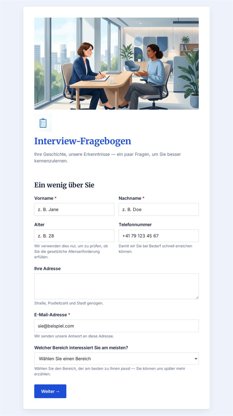 Strukturierter Interviewfragebogen