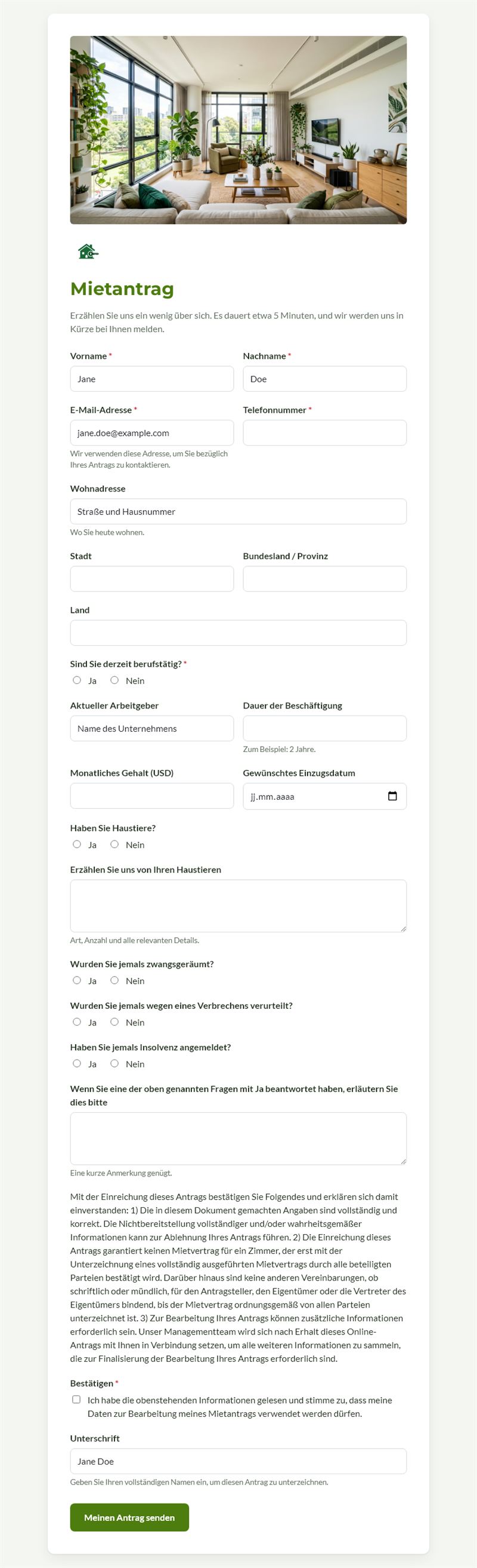 Online Mietbewerbung