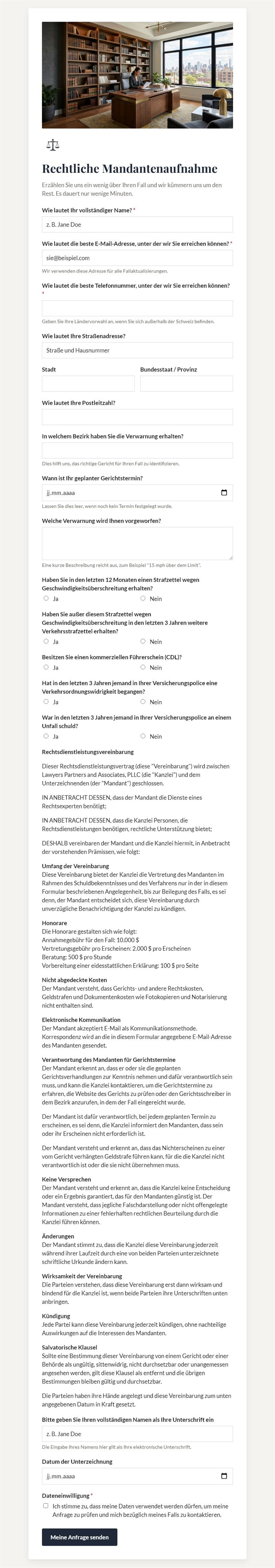 Juristische Mandantenaufnahme