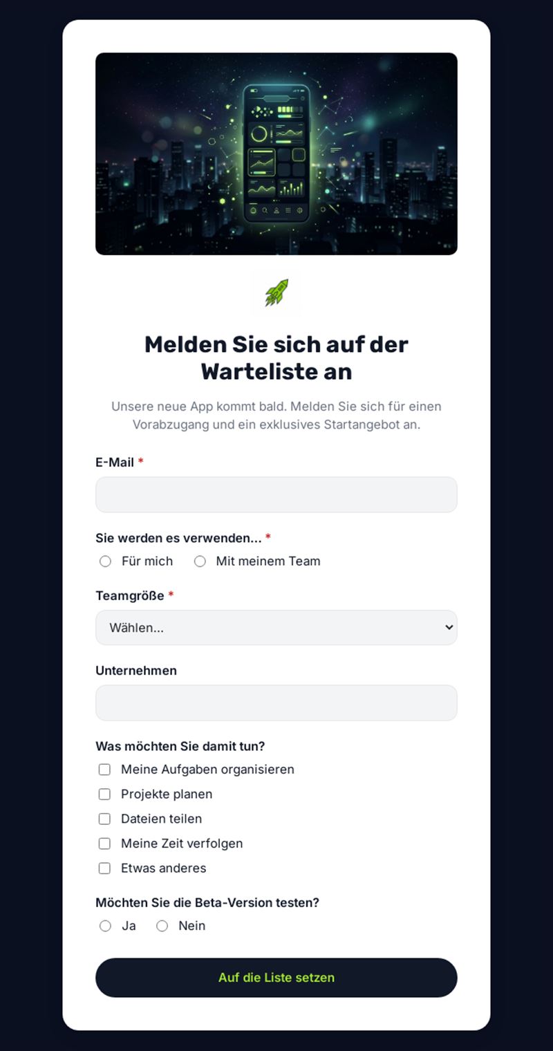 Melden Sie sich auf der Warteliste an