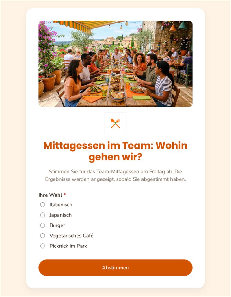 Mittagessen im Team: Wohin gehen wir?
