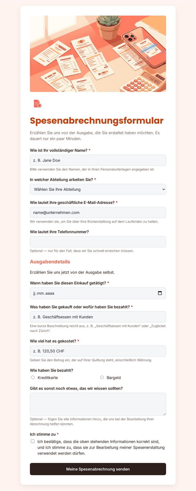 Spesenabrechnung Einreichung