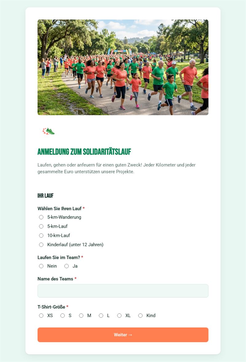 Anmeldung zum Solidaritätslauf