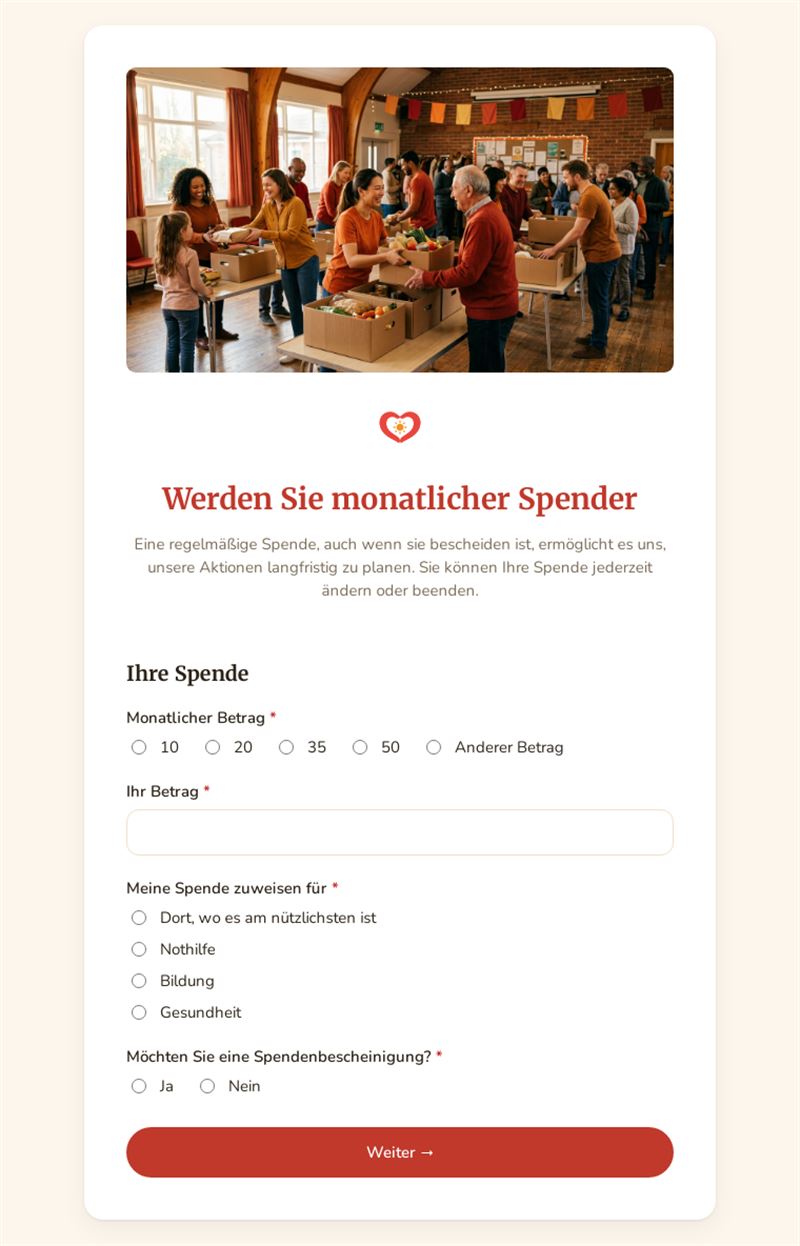 Werden Sie monatlicher Spender