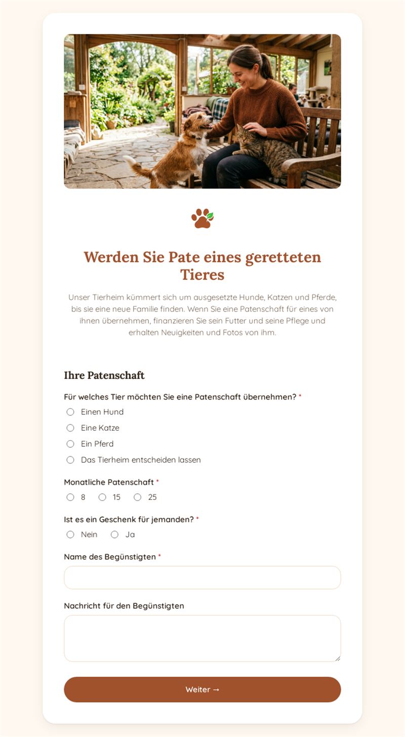 Werden Sie Pate eines geretteten Tieres