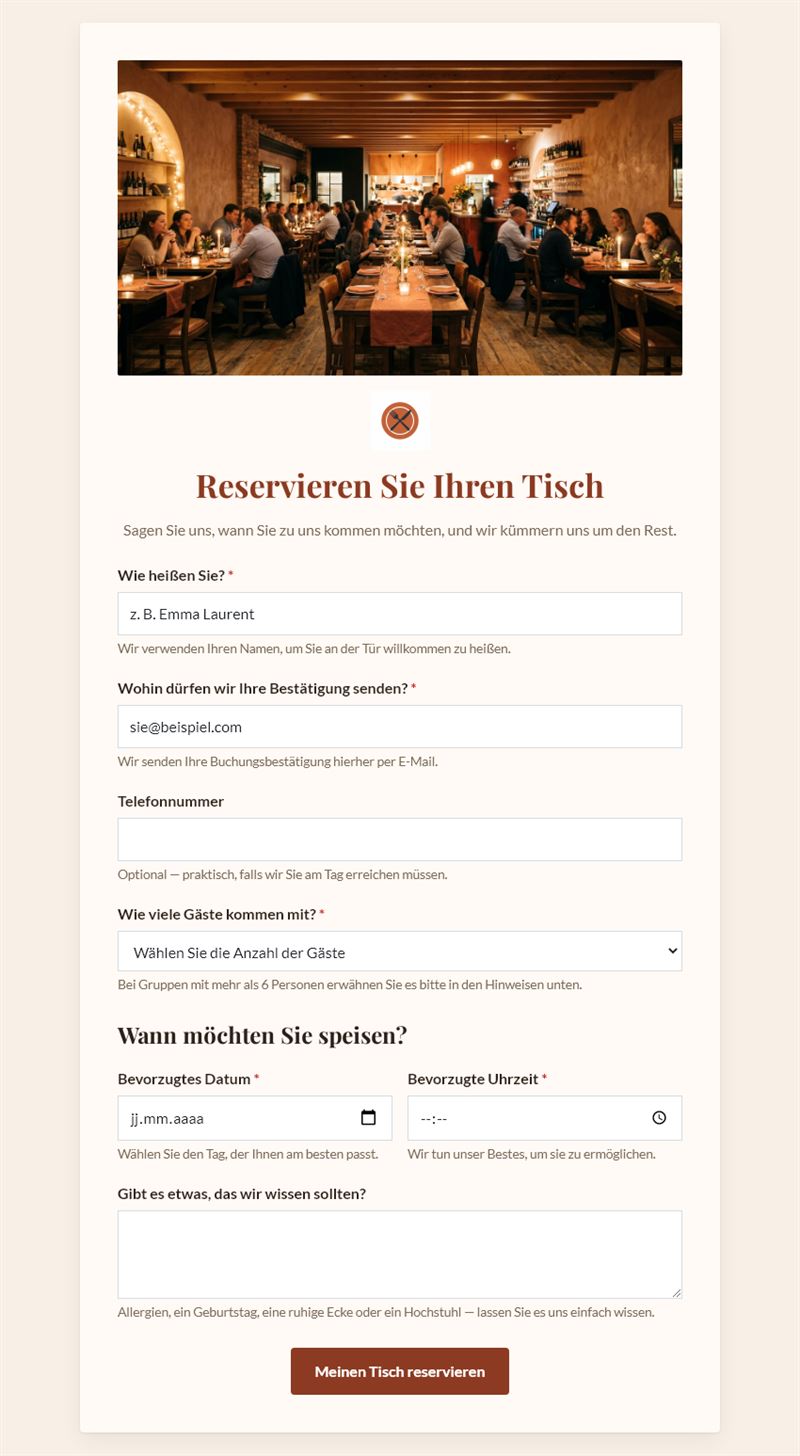 Tischreservierung Restaurant