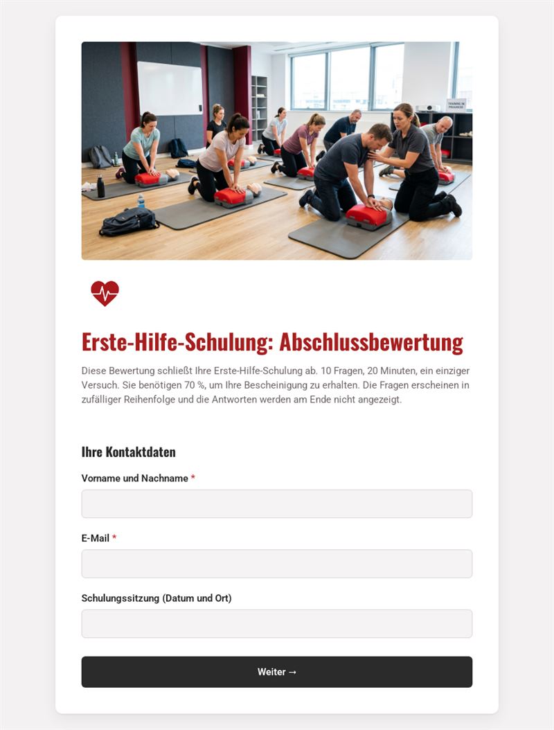 Erste-Hilfe-Schulung: Abschlussbewertung
