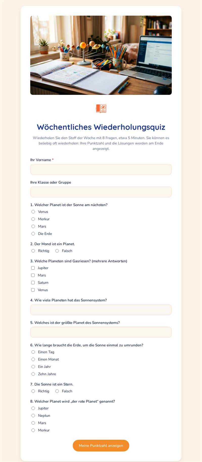 Wöchentliches Wiederholungsquiz