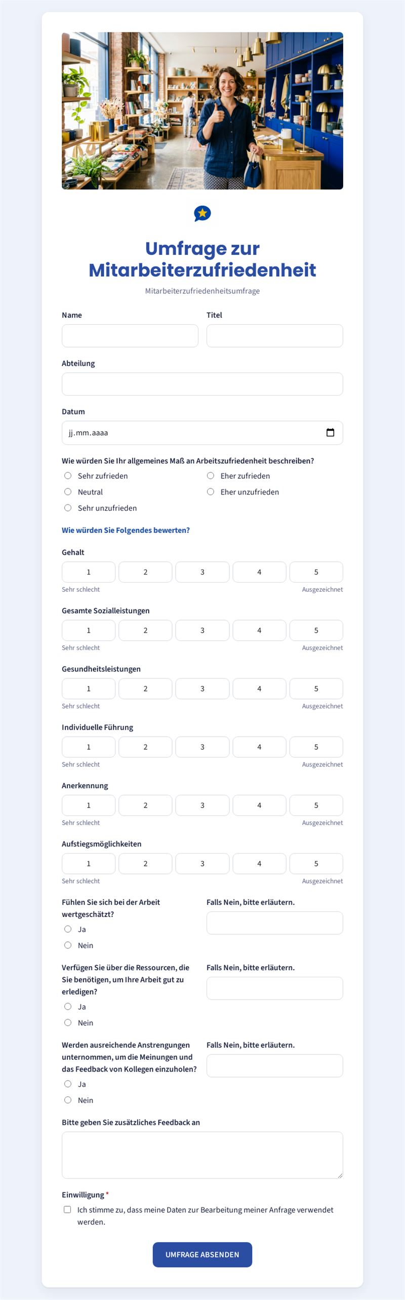 Umfrage zur Mitarbeiterzufriedenheit