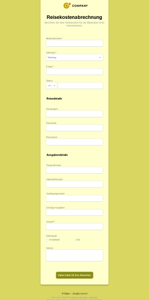 Reisekostenabrechnung Formular