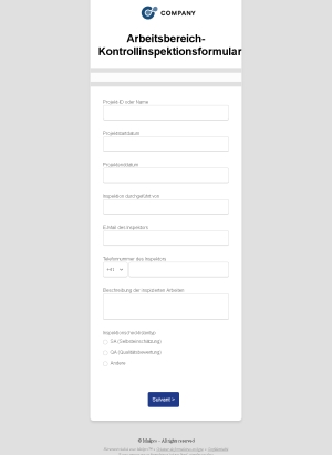 Arbeitsbereich Inspektionscheckliste