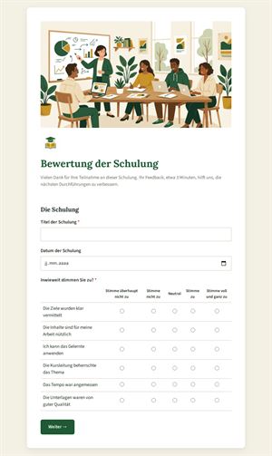 Bewertung der Schulung