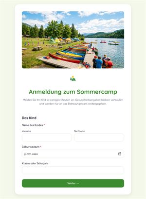 Anmeldung zum Sommercamp