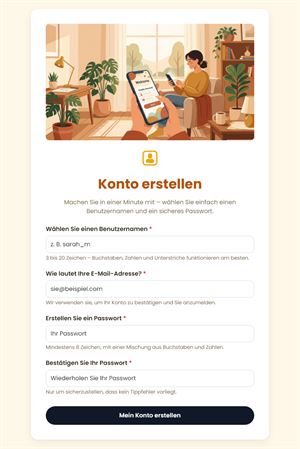 Kontoerstellung Registrierung