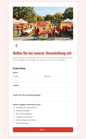 Helfen Sie bei unserer Veranstaltung mit