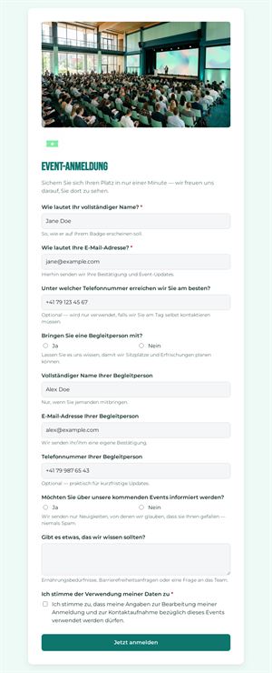 Veranstaltungsanmeldung Schnell