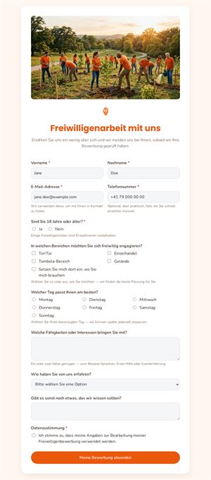 Freiwilligen Anmeldung
