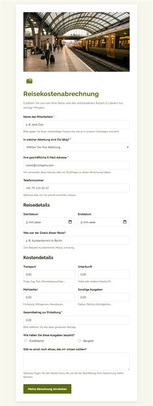 Reisekostenabrechnung Formular