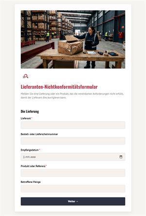 Lieferanten-Nichtkonformitätsformular