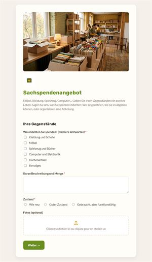 Sachspendenangebot