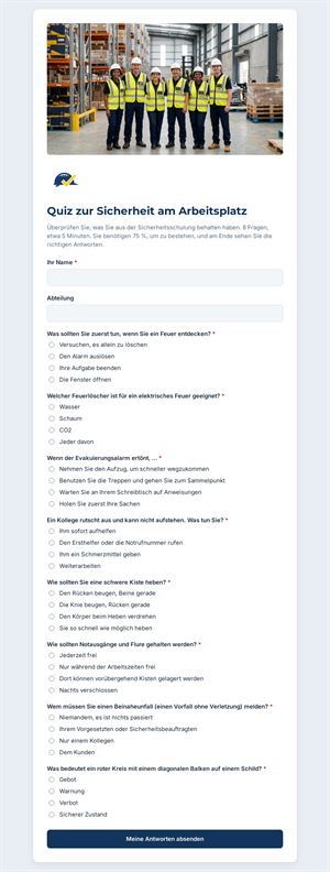 Quiz zur Sicherheit am Arbeitsplatz