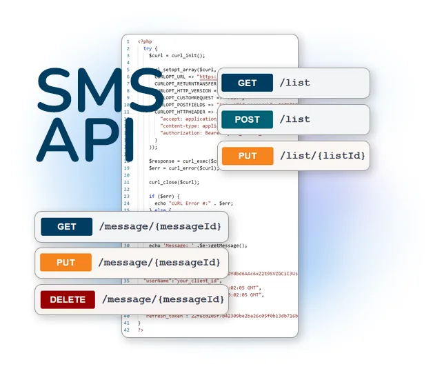With Mailpro SMS API your application can send SMS