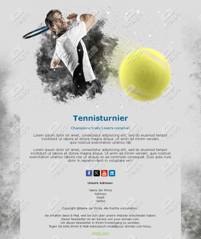 Tennis Newsletter Ideen