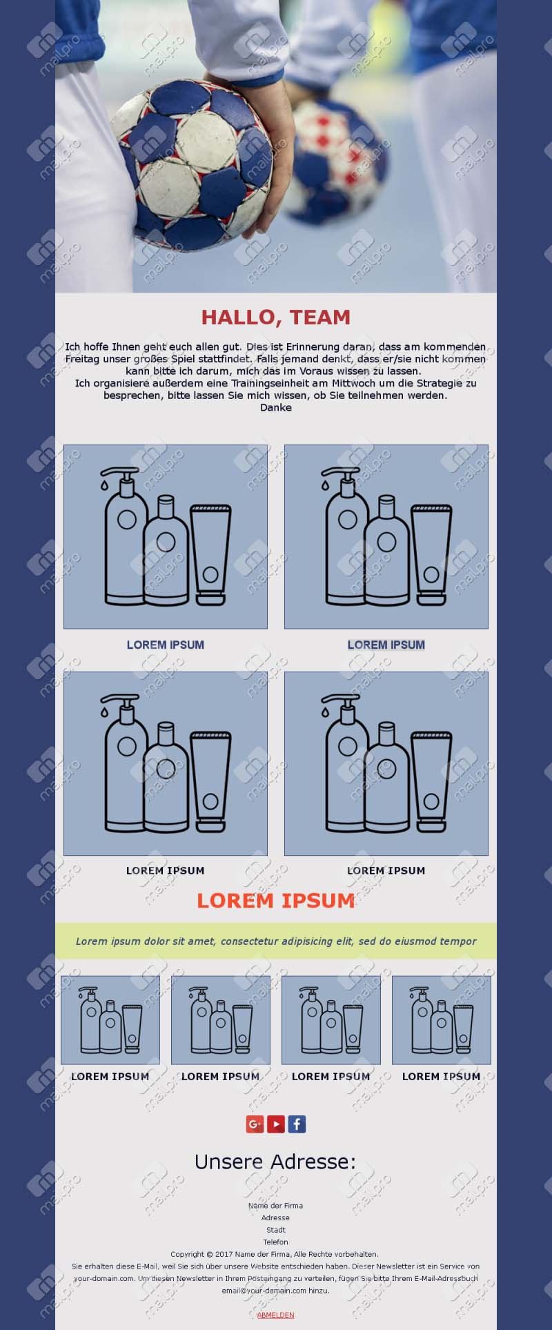 Spannende Handball-E-Mail-Vorlagen