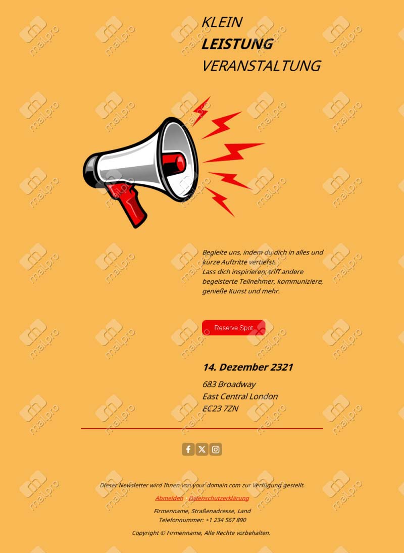 Personalisierte Event-Einladungs-E-Mail-Vorlage