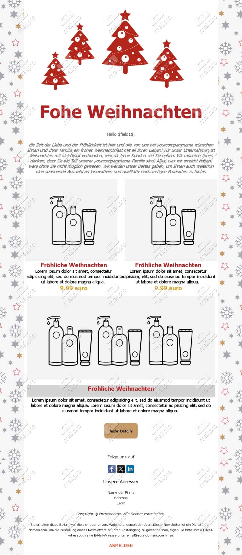 Weihnachten Angebote Emails