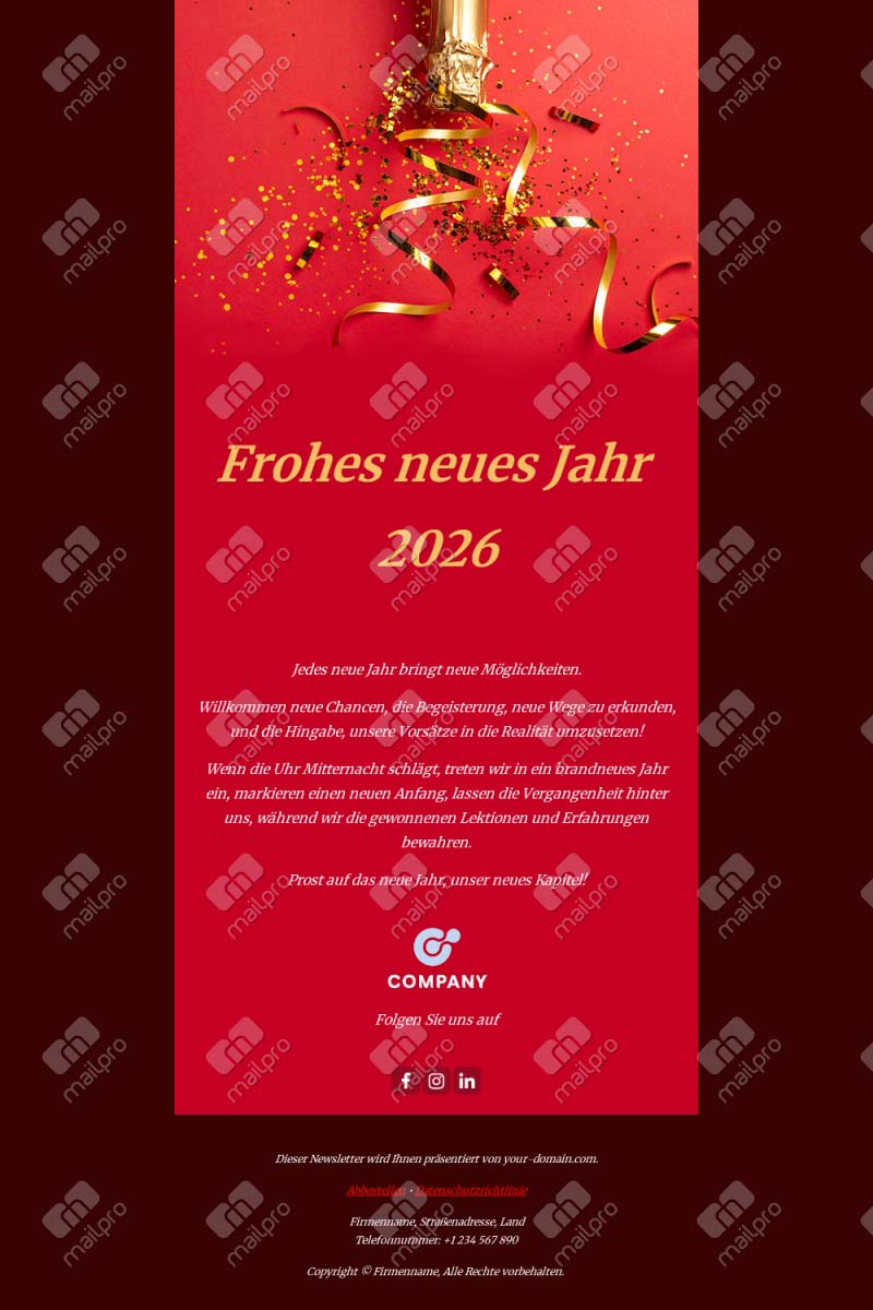 Email Neujahrsgrüße 2026 Geschäft