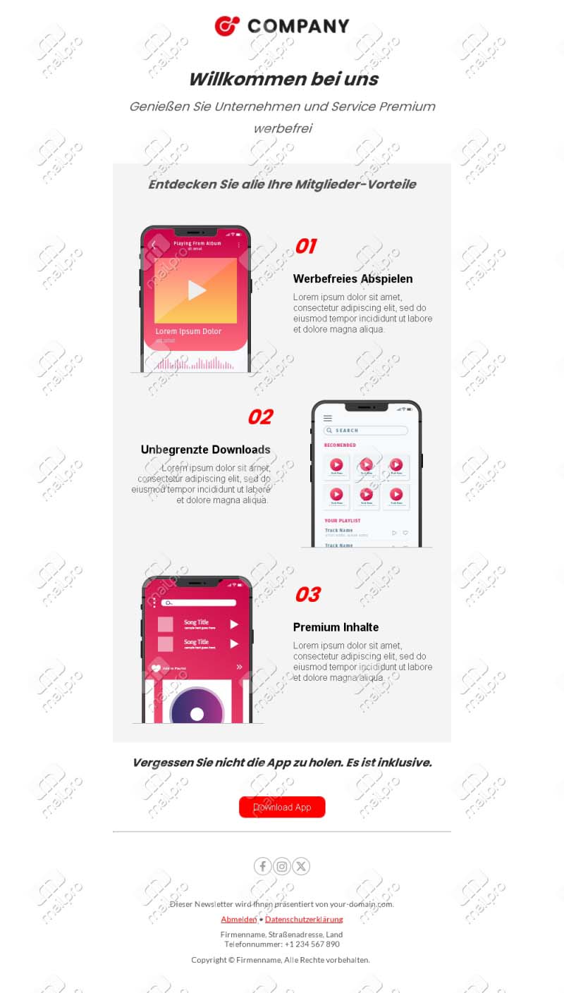 Modernes Willkommens Email Design