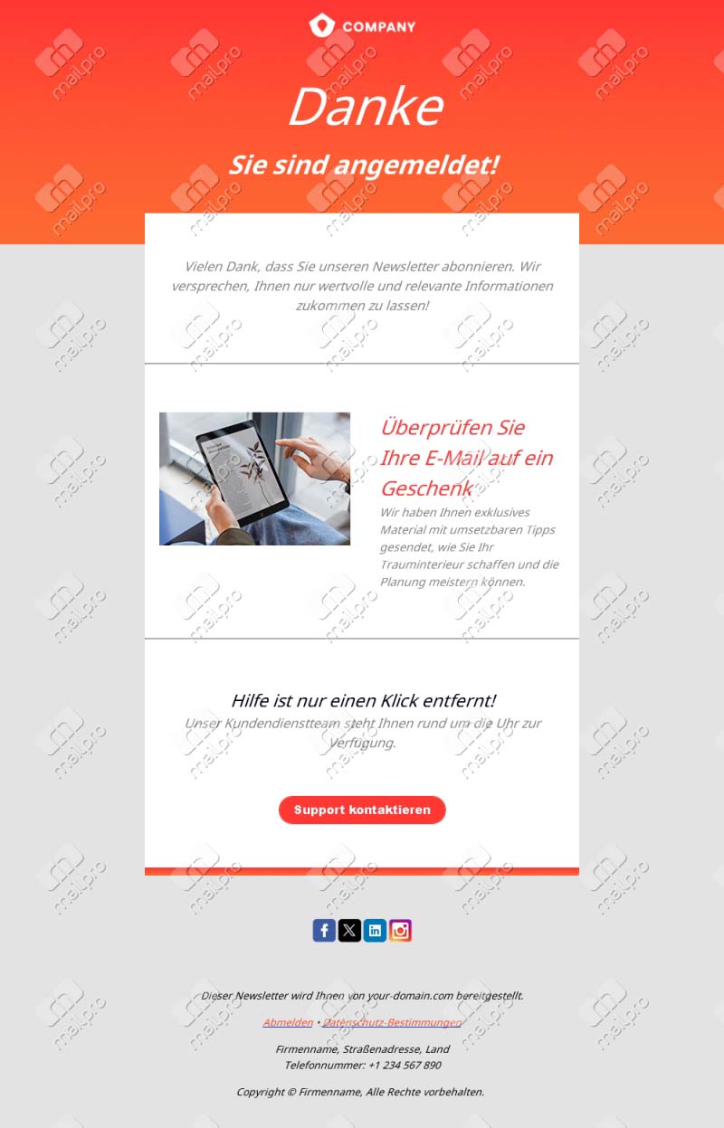 E-Mail-Vorlagen: Danke