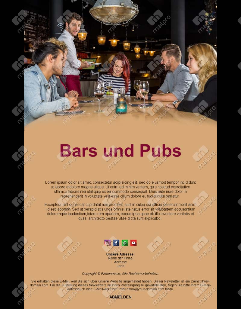 Bar Erlebnisse Email